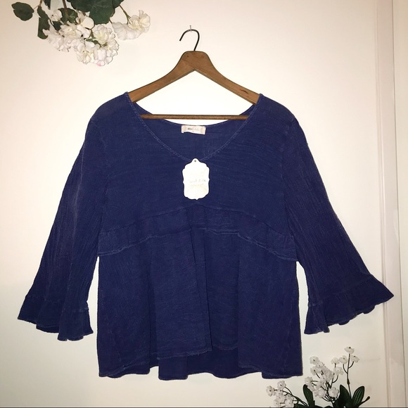 NWT Altar’d State Deep Blue loose Top long sleeve - Picture 4 of 4